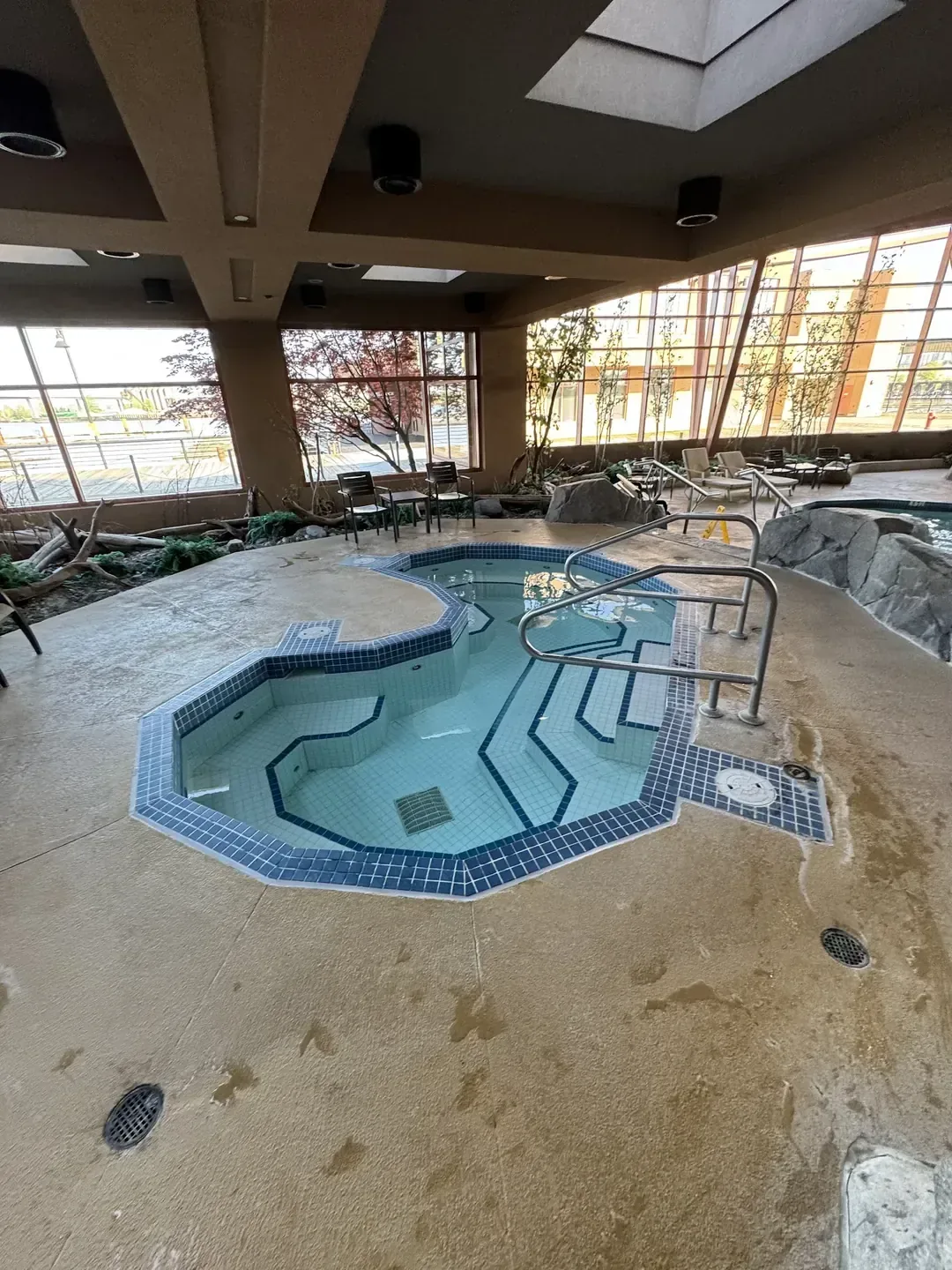 Resort architecture beside open water
